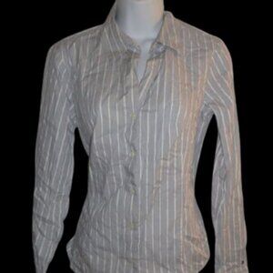 Tommy Hilfiger White  Gray Lined Shirt Size 6